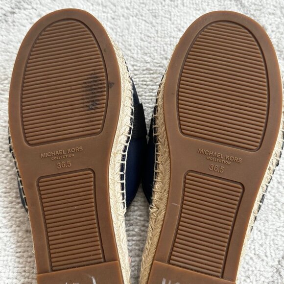 Michael Kors Hawn Maritime Navy Blue Leather Espadrille Open-Toe Slide sz 6.5 - Picture 5 of 5